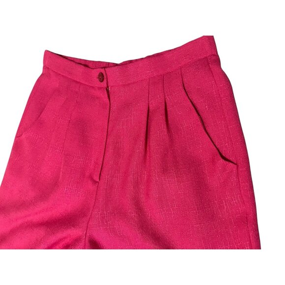 Vintage Pant Suit Womens 12 Power Suit Hot Pink Lined Pleated High Waist Pants - Picture 13 of 16